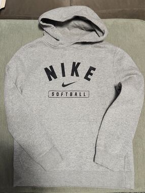 Nike Gray 'Softball' Pullover Hoodie with Black Logo